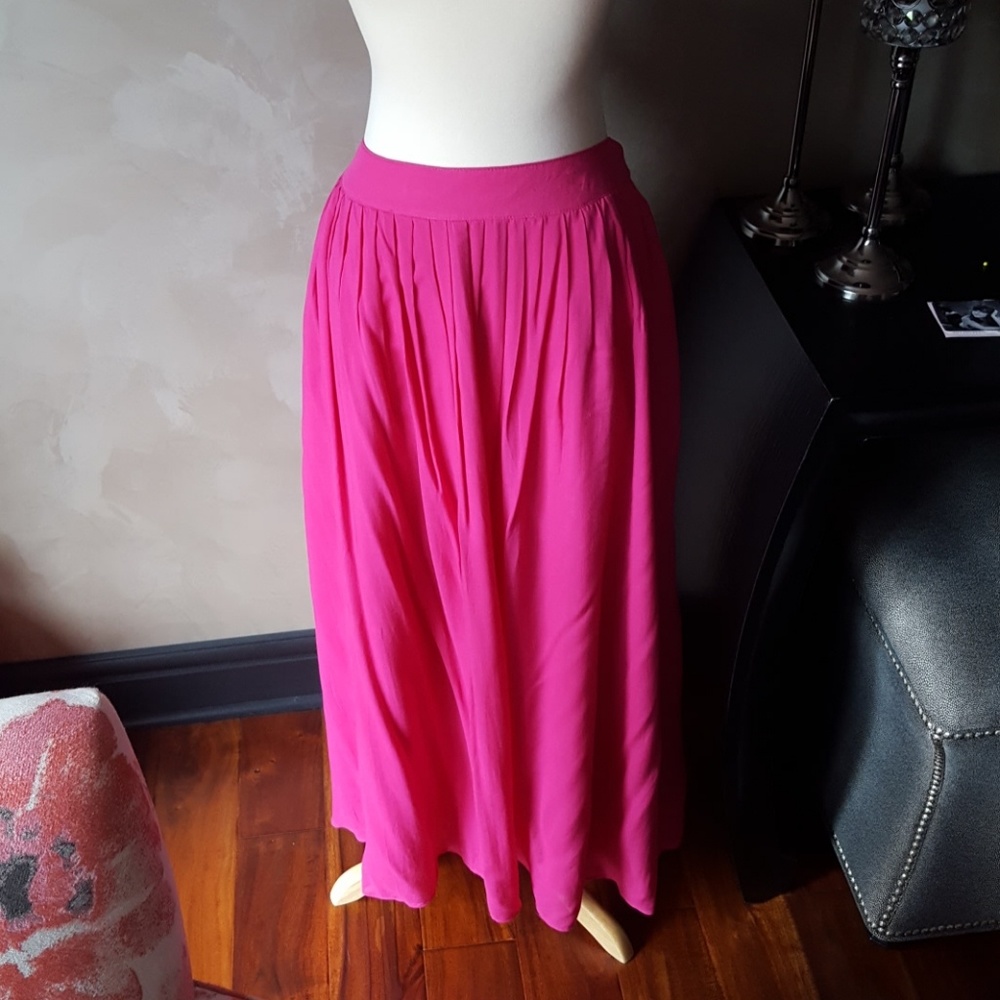 38" Hot Pink Flowy Maxi Skirt